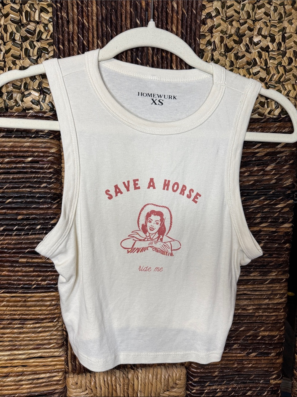 XS White Graphic Tank Top - "Save A Horse"